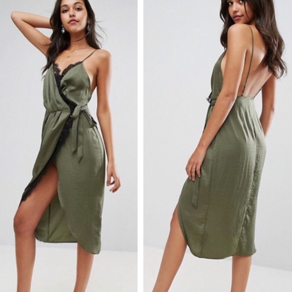 asos olive green dress